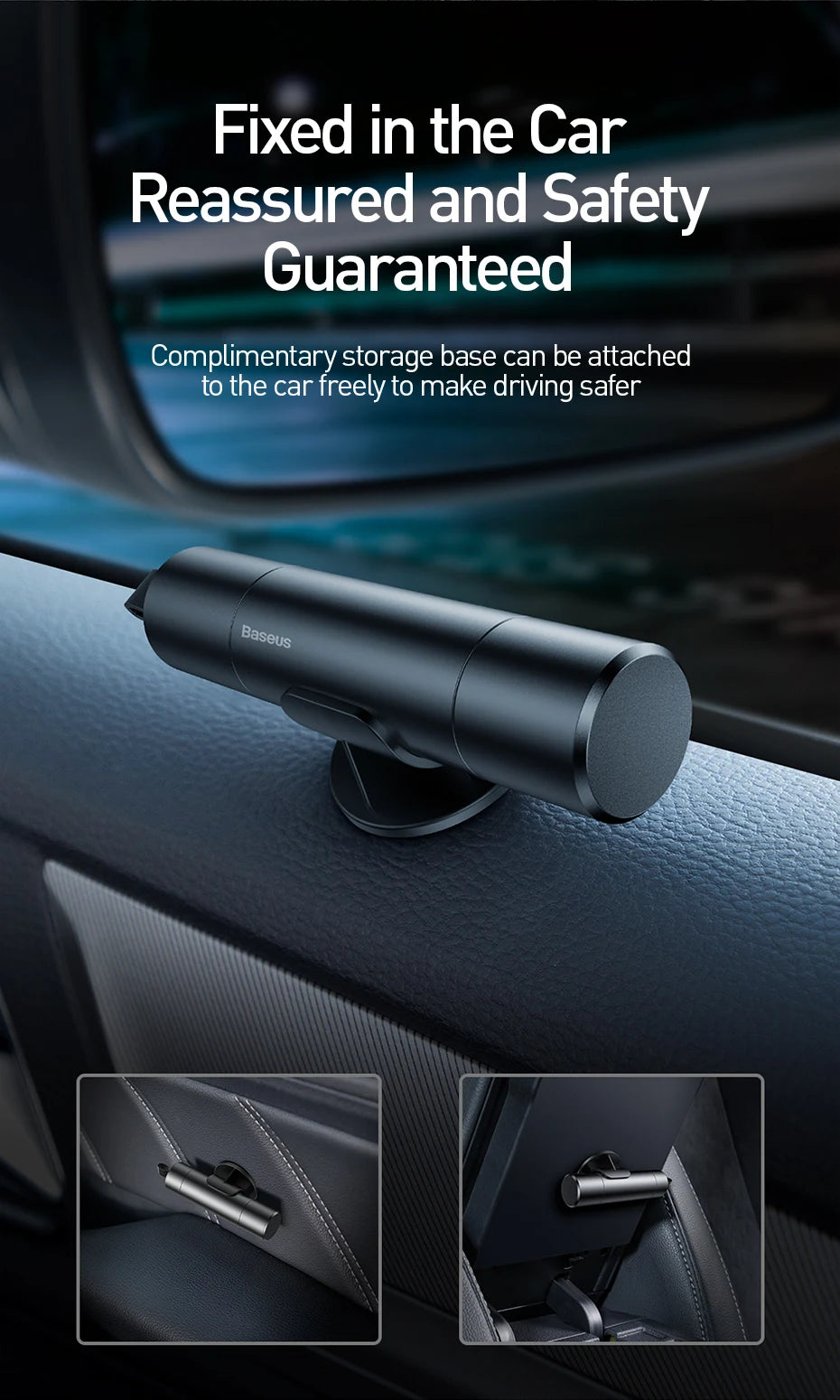 Baseus Car Safety Hammer Auto Emergency Glass Window Breaker Seat Belt Cutter Life-Saving Escape Car Emergency Tool Prêt Pour L'été
