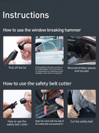 Baseus Car Safety Hammer Auto Emergency Glass Window Breaker Seat Belt Cutter Life-Saving Escape Car Emergency Tool Prêt Pour L'été