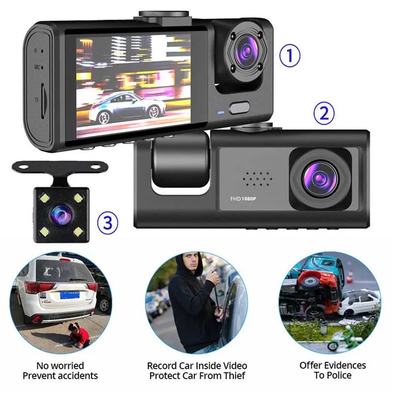 1080P Dual camera Dash Cam for cars,Front And Inside,car camera with IR Night Vision,Loop Recording,wide angle Car DVR Came Prêt Pour L'été