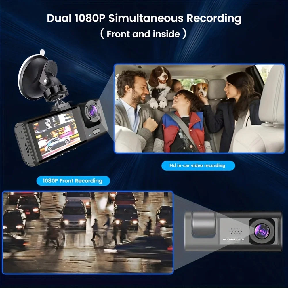 1080P Dual camera Dash Cam for cars,Front And Inside,car camera with IR Night Vision,Loop Recording,wide angle Car DVR Came Prêt Pour L'été